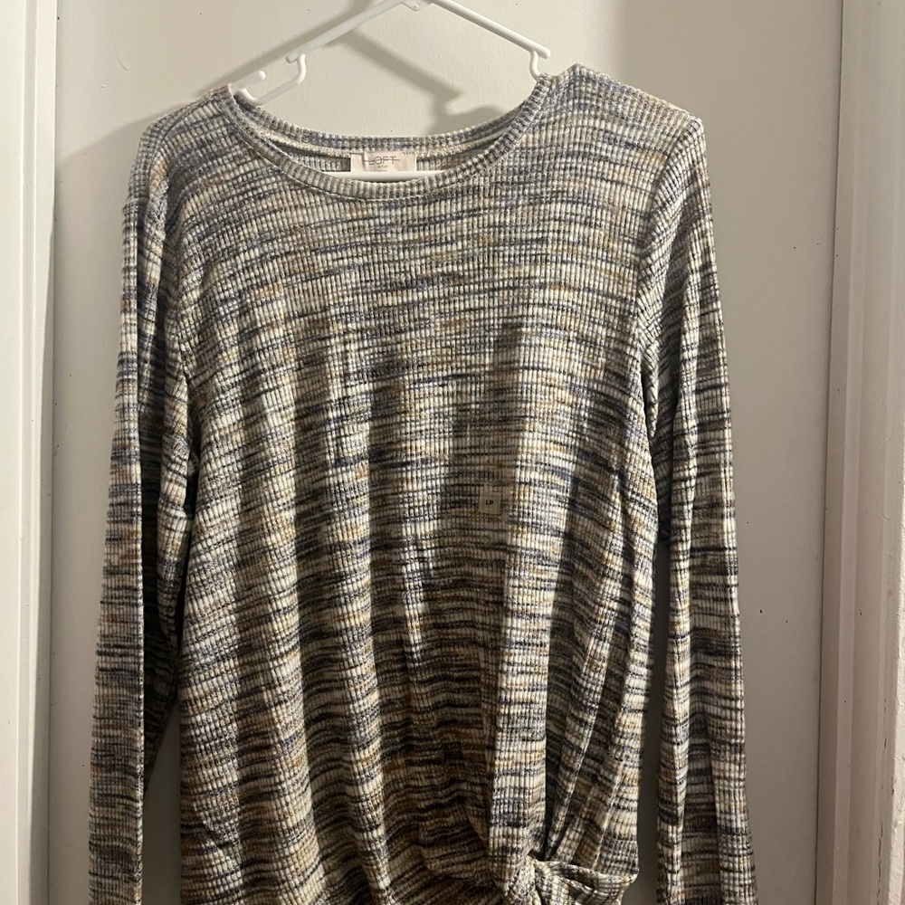 Striped Long Sleeve Knotted Top
